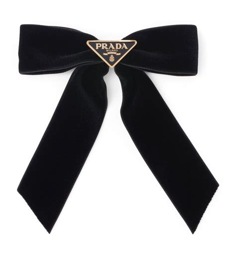 Womens Prada black Velvet Bow Hair Clip 